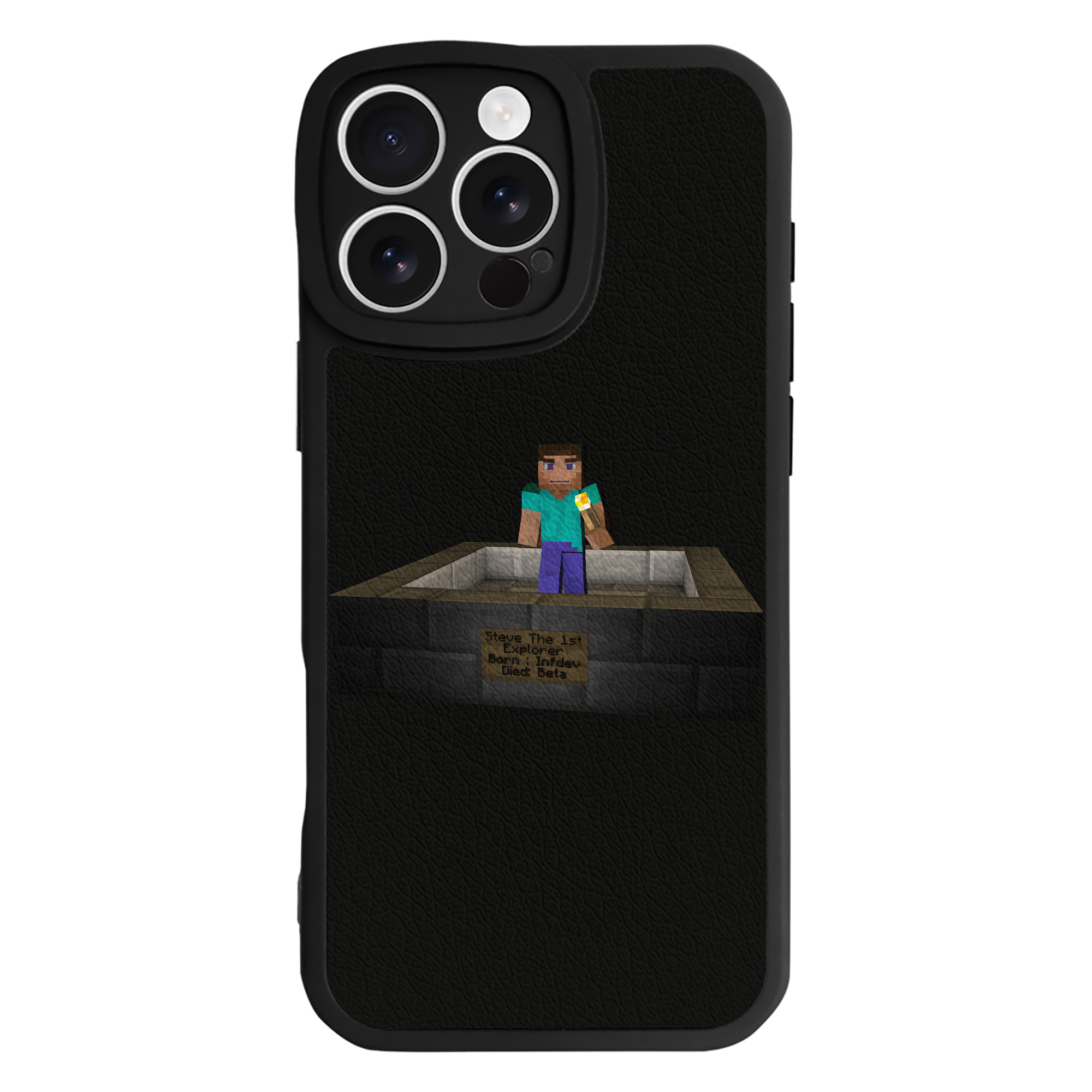 （画像用） マインクラフト ブロックの世界 Minecraft MC Block world 【iPhone 16シリーズ対応】シリコンスマホケース（レザー調） 材質：シリコン